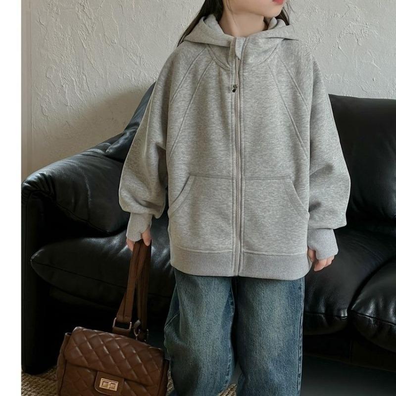 Children's Hooded Sweatshirt Jacket—Fall Casual Outerwear for Girls