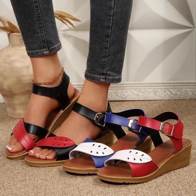 PU Women Chunky Platform Sandals Casual Soft Open-Toe Sandals Without Grinding Feet for Walking Shopping Stroll Women Shoes