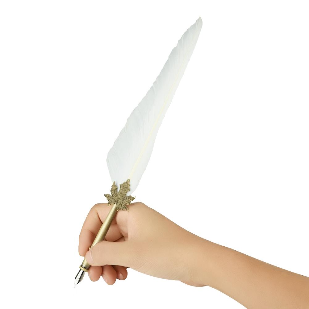 European Retro   Quill Alloy Pen Dip Nib Calligraphy Writing Pen Gift Set With Ink Bottle