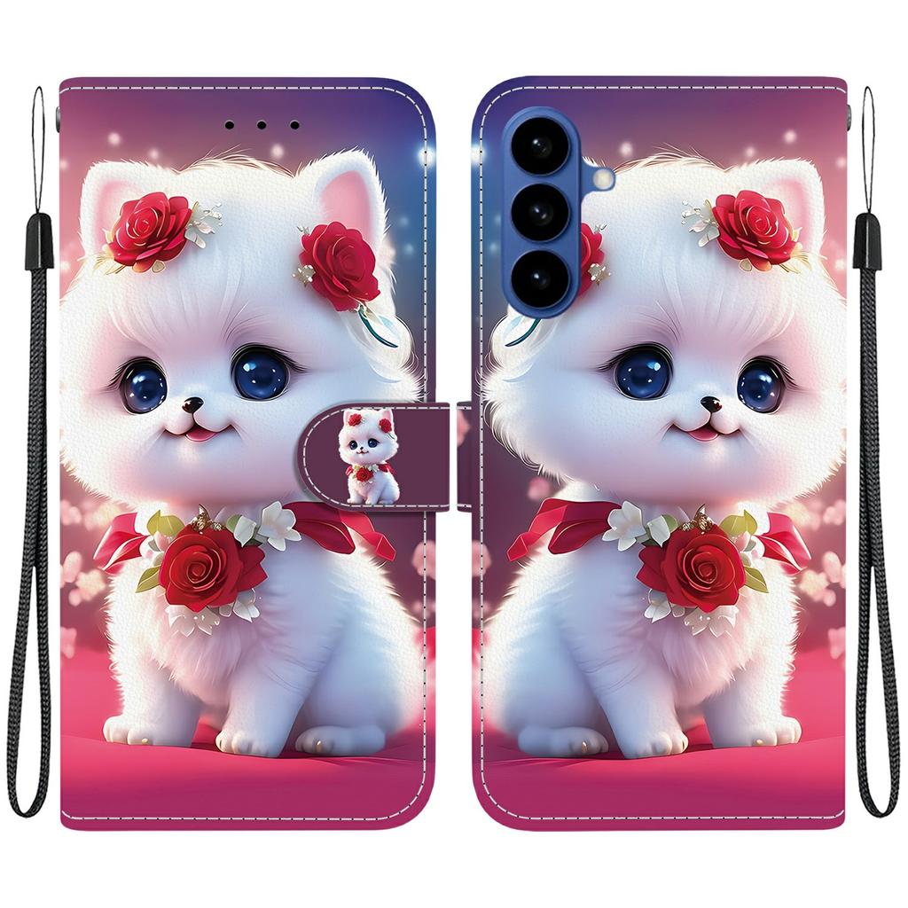 For Samsung Galaxy A57 5G Leather Case Stand Wallet Pattern Printing Phone Cover with Wrist Strap