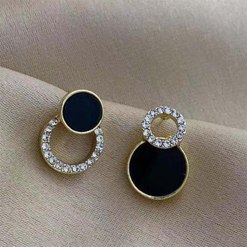 Asymmetrical Hollow Round Stud Earrings Women s Rhinestone Earrings Fashion Ear Jewelry Unusual Small Earrings Accessories