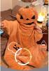 Damen Fleece-gefütterte Halloween-Pyjamas - Einteiler Cartoon-Kürbis-Design für Herbst/Winter Hauskleidung oder Outdoor-Bekleidung