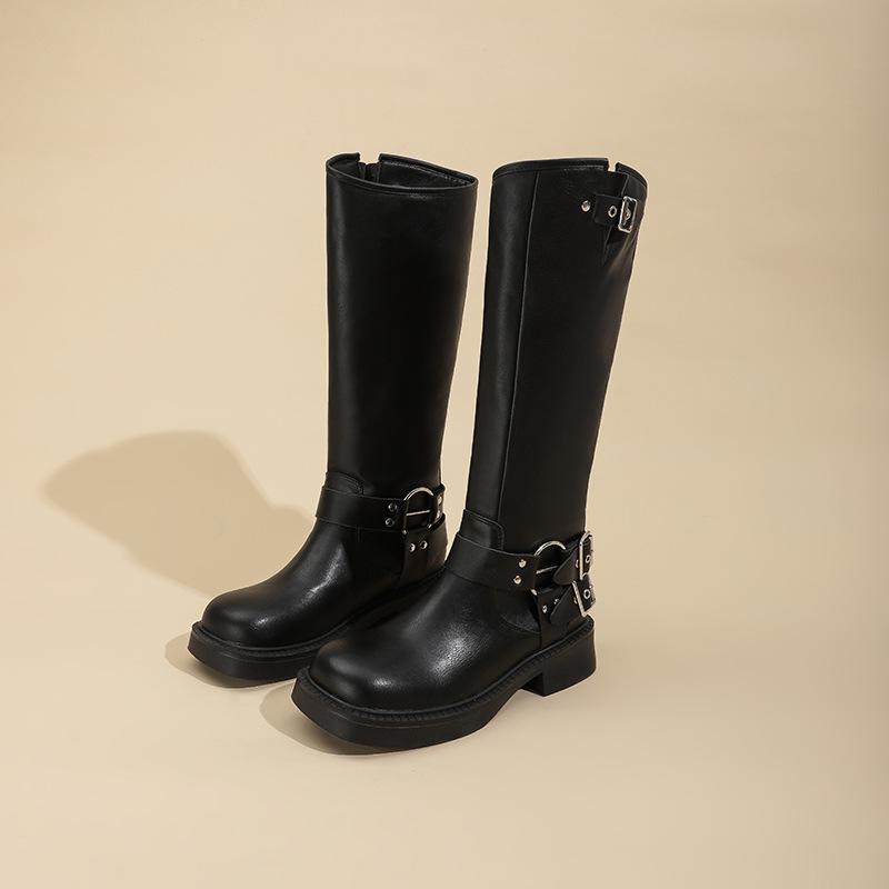 Factory custom western cowboy retro Maillard women's boots thick heel high boots square sleeve knight boots fashion boots