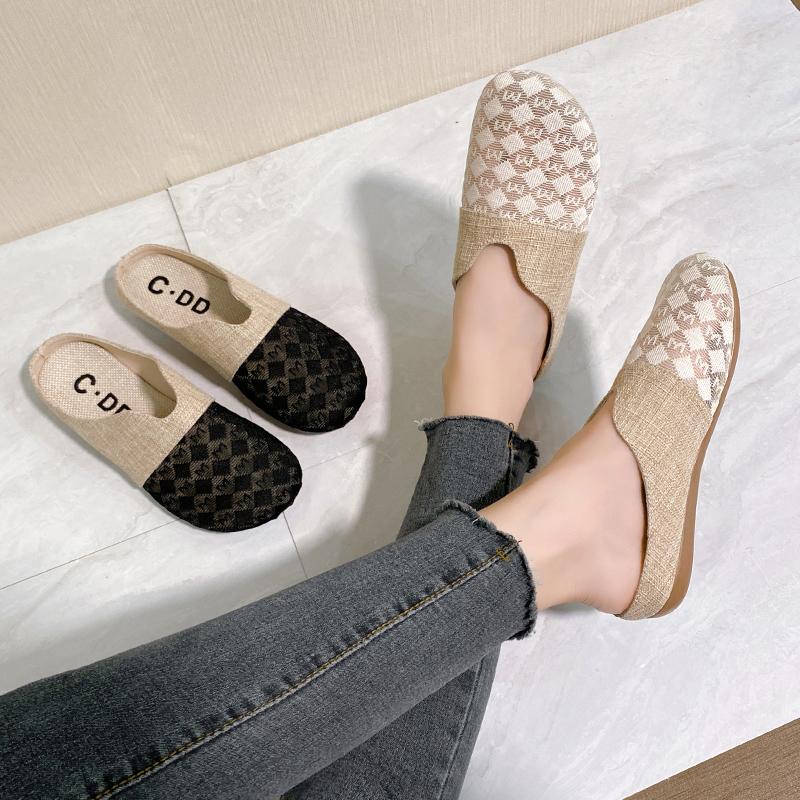 Fashion Beach Flat Comfortable Baotou Women's Slippers 2024 Spring and Autumn Fashion Letter Pattern Roman Slippers for Women zapatos