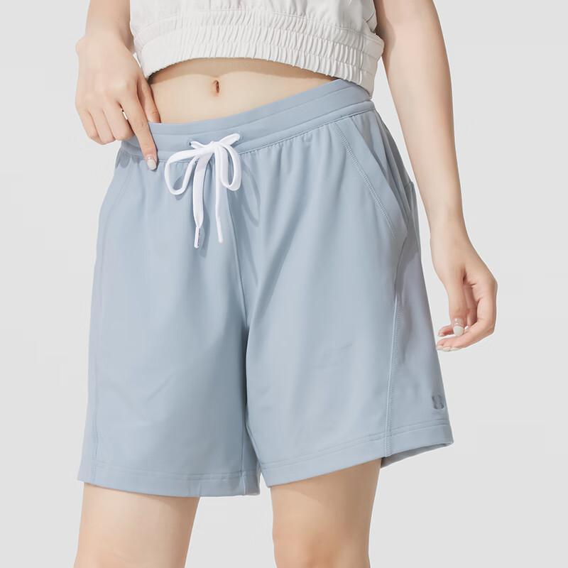 Under Armour Ss25 Her Knitted Casual Comfortable Versatile Lace-Up Sports Shorts Women shorts Sky-Blue 6005992-465