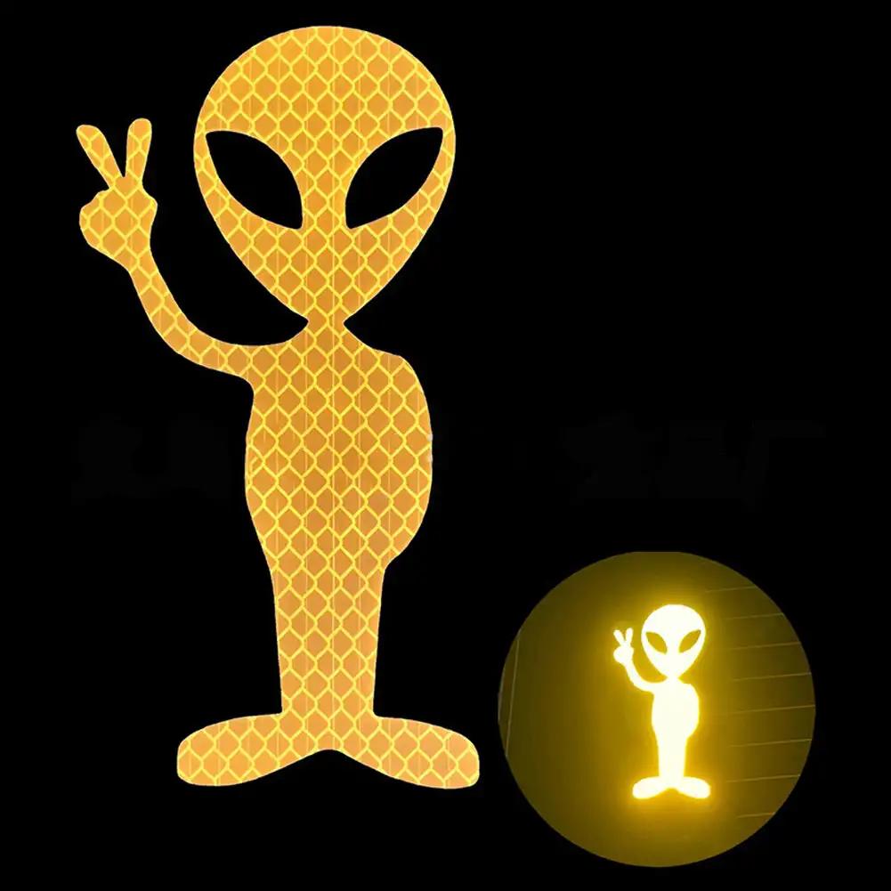 Fashion Alien Peace Highly Reflective Warning Decal Car Sticker Personality for Motorcycle Vinyl Decals Accessories Sunscreen