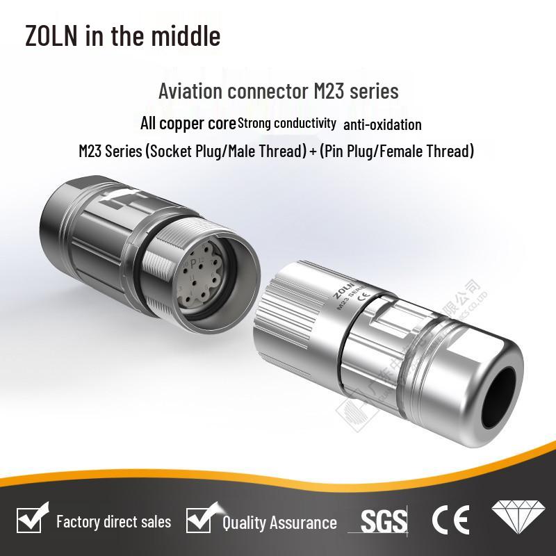 Zhonglian M23 Waterproof Circular Connector IP67 Shielded Plug - 6P to 17P Options