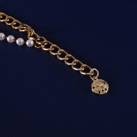 Faux Pearl Pet Necklace for Cats Dogs Adjustable Double-Layer Cat Collar with Ocean Theme Pendant for Wedding Birthday Accessory
