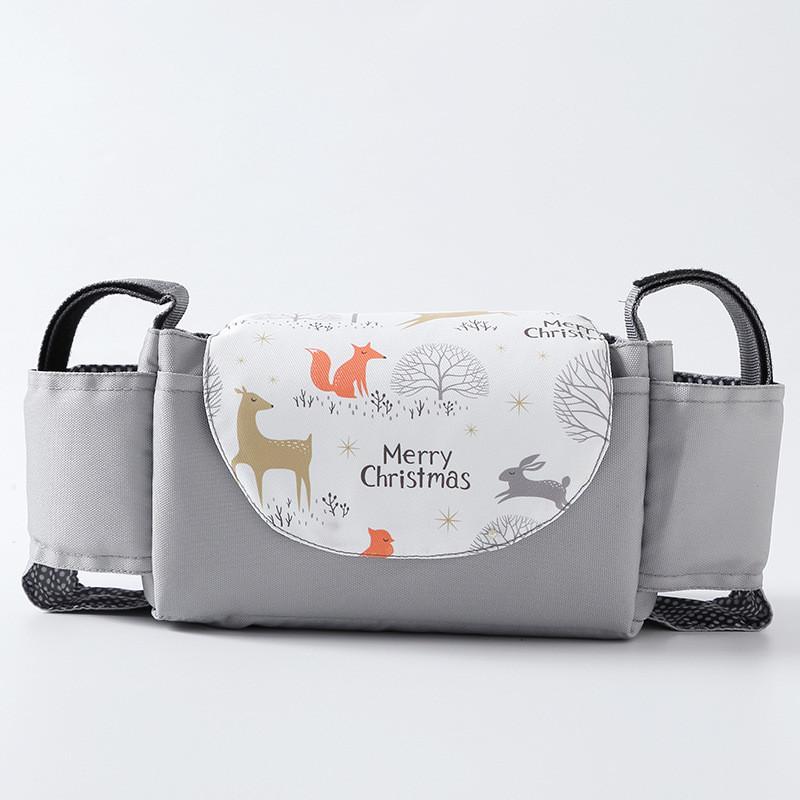 Baby Stroller Organizer Bag With Oxford Fabric Multiple Storage Pouch For Bottle And Water Cup Holding