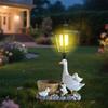 Resin Flower Pot Family Solar Outdoor Light Statue