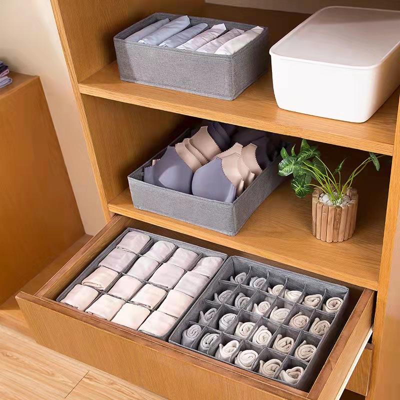 7/24 Grid Separated Compartment Sock Underwear Organizer Non-Woven Fabric Drawer Divider for Wardrobe Bedroom Home Storage