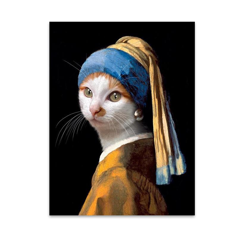 Creative Animal Cat Canvas Painting Posters and Prints Wall Art Pictures for Living Room Home Decoration