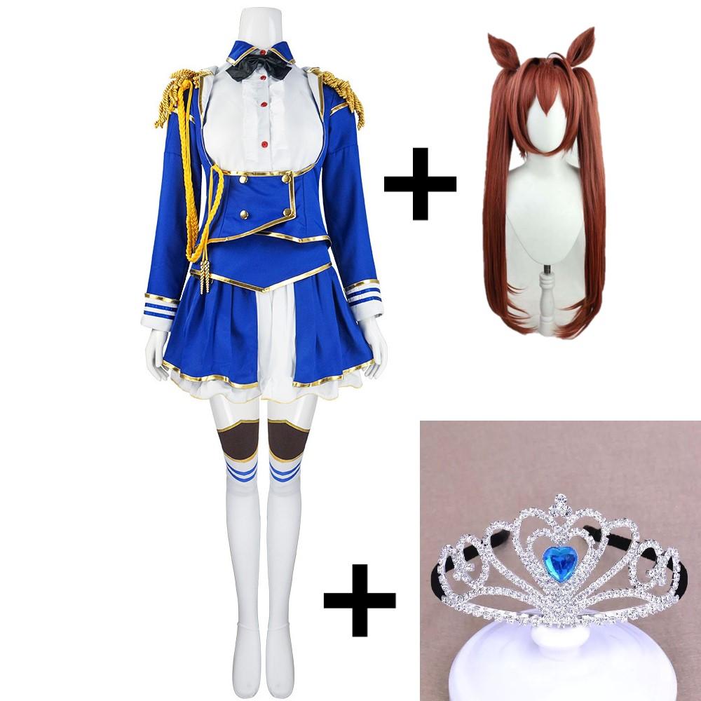 Anime Game Umamusume: Pretty Derby Daiwa Scarlet Cosplay Costume Wig Combat Uniform Skirt Woman Halloween Carnival Party Suit