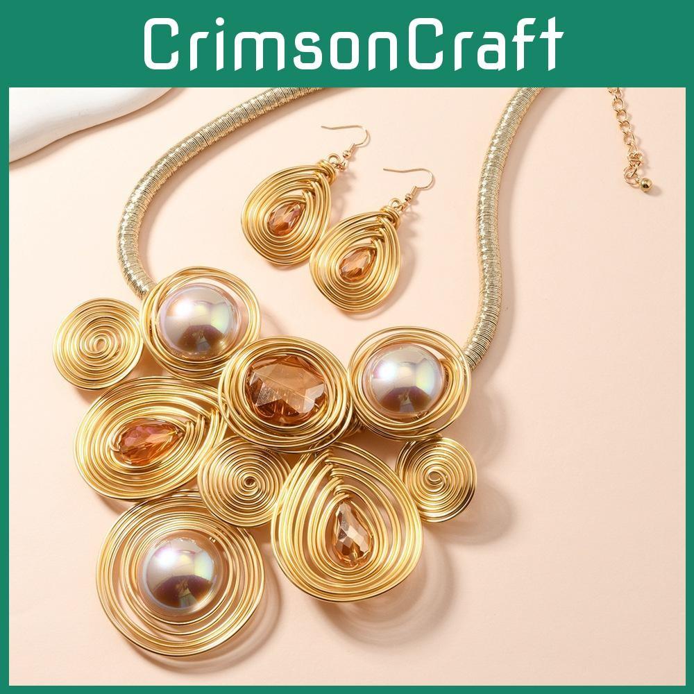 Trend Set Jewelry With Acrylic Pendants And Electroplated Finish For Ladies