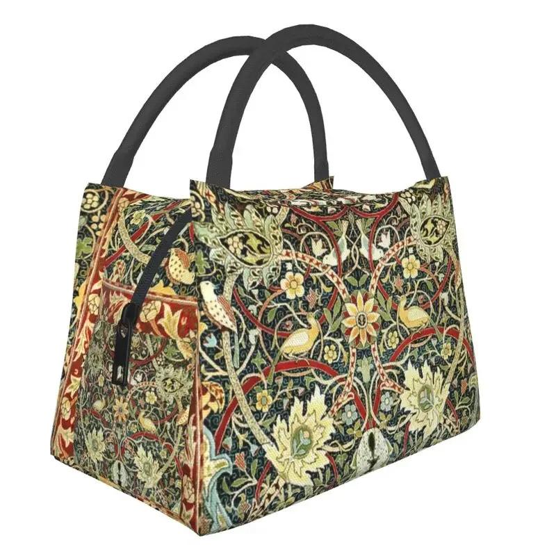 William Morris Insulated Lunch Bag for Outdoor Picnic Floral Textile Pattern Waterproof Thermal Cooler Lunch Box Women
