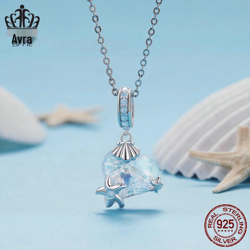 Exquisite Starfish Pendant: S925 Sterling Silver Blue DIY Jewelry Loose Beads