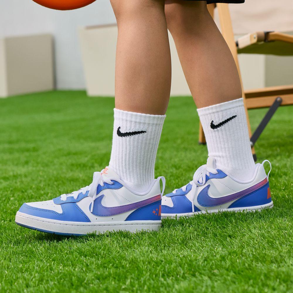 Nike Court Borough Kids Skateboarding Shoes White Blue Kids 35.5
