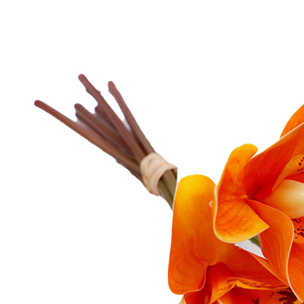 6 ks Dekorácia z umelých orchideí 3D tlačené hodvábne kvety Kovový drôtený stonok Orchidea Kvetinové dekorácie pre
