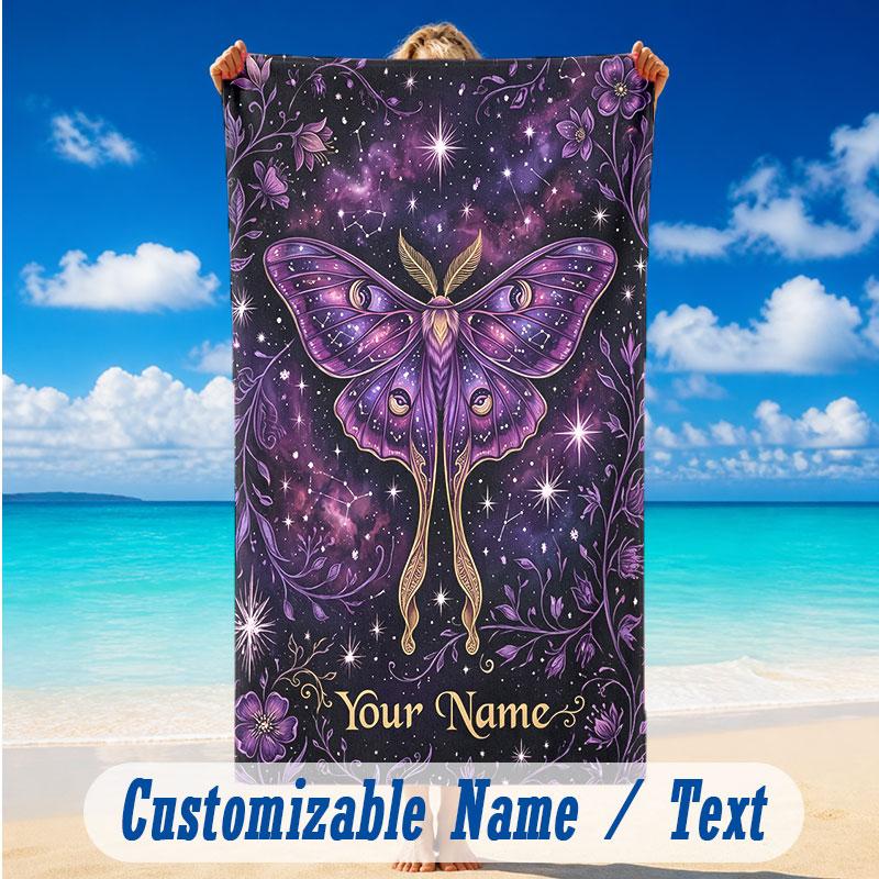Fantasy Magic Theme Beach Towel Personalized Custom Name & Text Soft Quick Dry Beach Towel for Swimming Travel