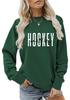 European & American Fashion Long Sleeve Loose Hoodie with 'Hockey Wife' Print for Women