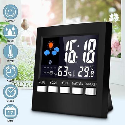 Elektronik Saat Masaüstü Saati Çok Fonksiyonlu Sürekli Takvim Saat LED Arka Işık Sıcaklık Nem Göstergesi Başucu Saati