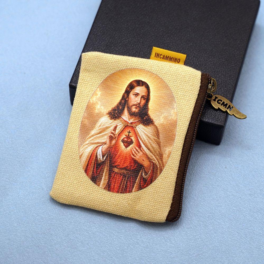 Cotton Canvas Catholic Rosary Storage Pouch Fatima Rosary Carrier Practical Jewelry Pouch Prayer