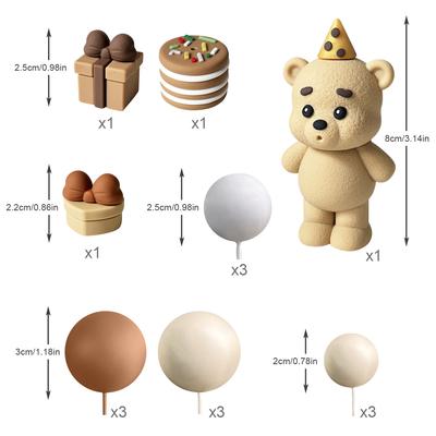 16 SZTUK Misie Kulki Toppery na Tort Mini Miś Pudełko Prezentowe Dekoracje Tortu Perłowe Kulki Toppery na Tort na Baby Shower Przyjęcie Urodzinowe