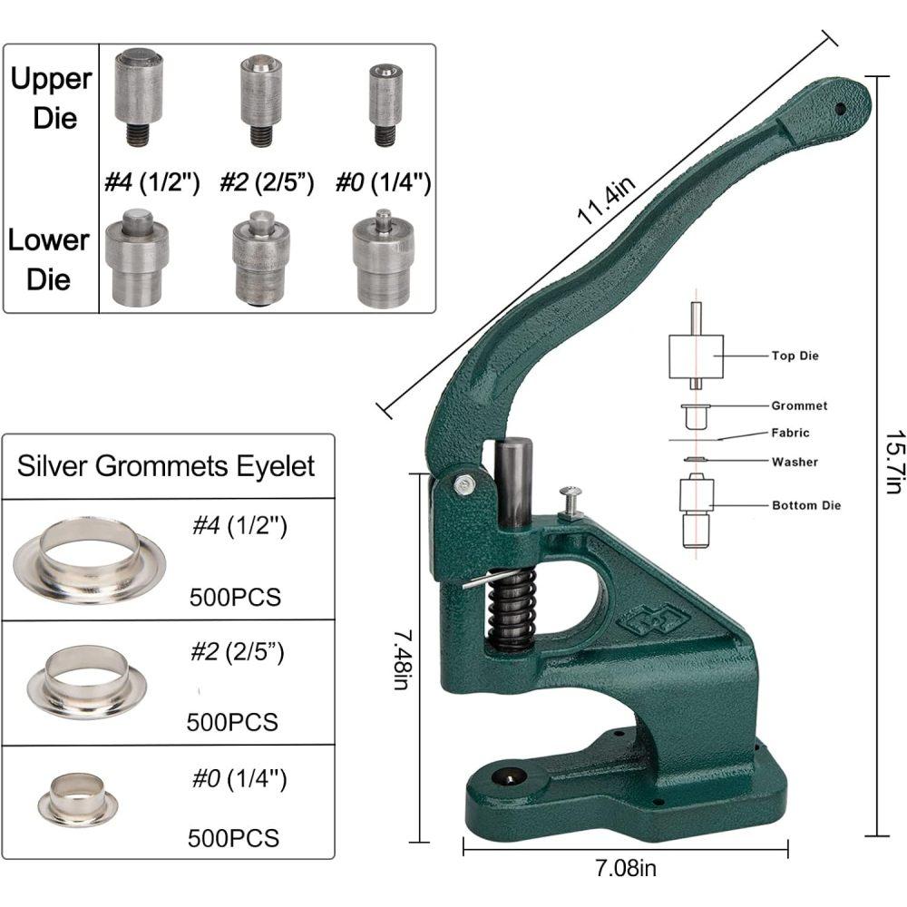 Hand Press Grommet Machine,Grommet Eyelet Machine,Heavy Duty Grommet Press Machine Punch Tool