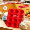 12 Cups Silicone Muffin Pan - Nonstick Cupcake Pan 1 Pack Regular Size Silicone Mold for Baking