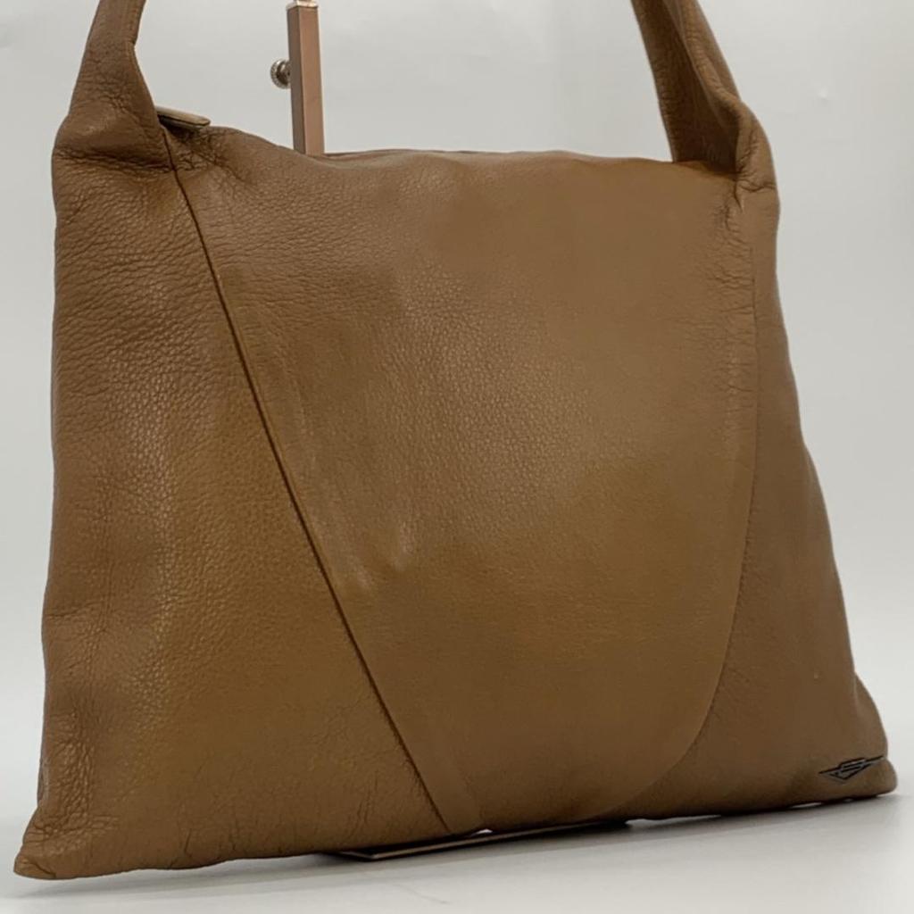 BOTTEGA VENETA Vintage Semi Shoulder Bag Single Strap Nappa Leather Brown Camel A4 Size Compatible