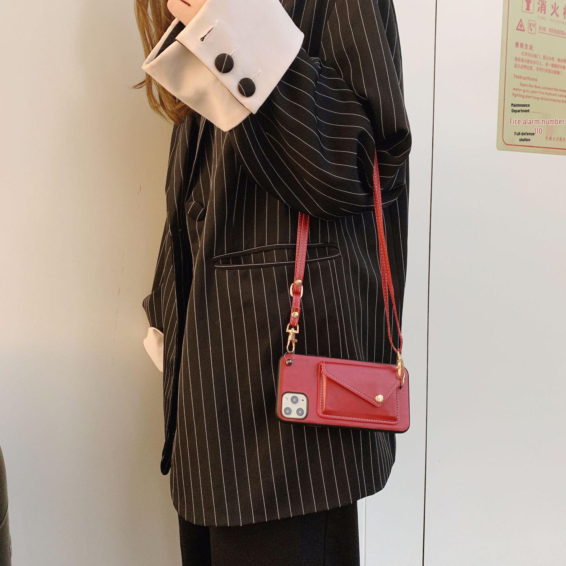 

Шкіряний кросбоді гаманець-холдер для карток для iPhone 13/15 Pro Max iPhone 16 Plus