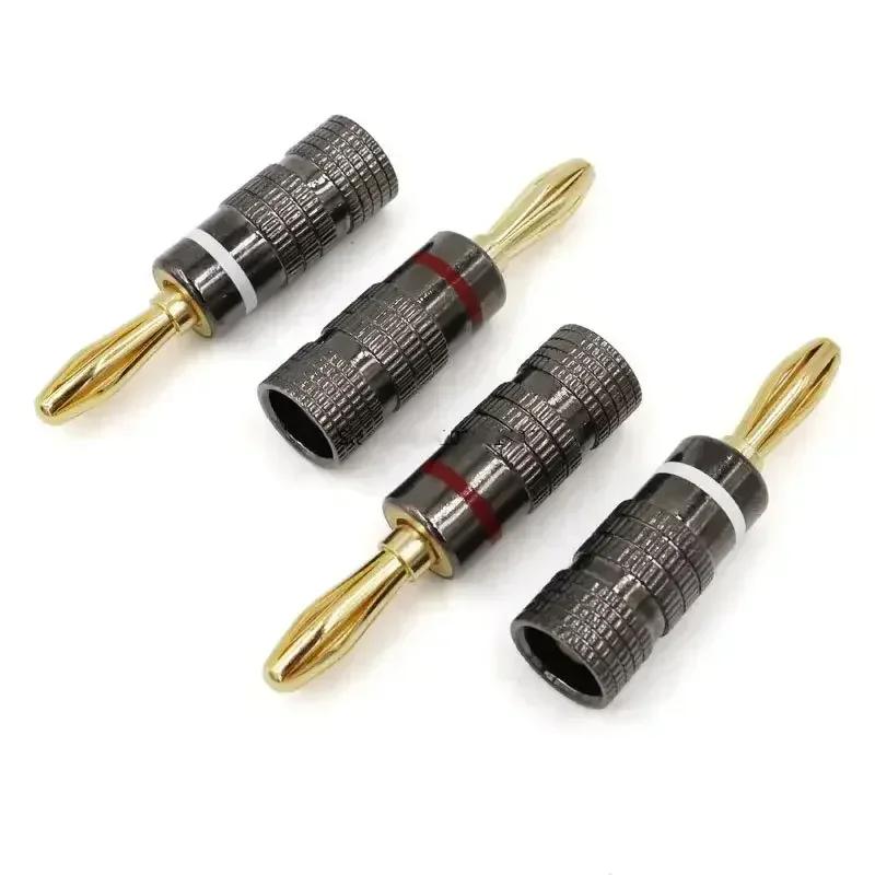 4pcs/10pcs Banana Connector 4mm Speaker Banana Plugs 24K Copper Gold Plated 4mm Banana Jack Match with 4mm Binding Post