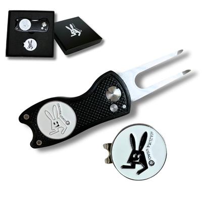 ITAZURA USAGI Golf Golf Marker Green Fork Comes with Competition Prize Box & (Black) -
