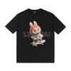 Labubu Design Sense Cartoon Casual Printed T Shirt Summer Loose Couple Pure Cotton T-shirt Men and Women Half Sleeve