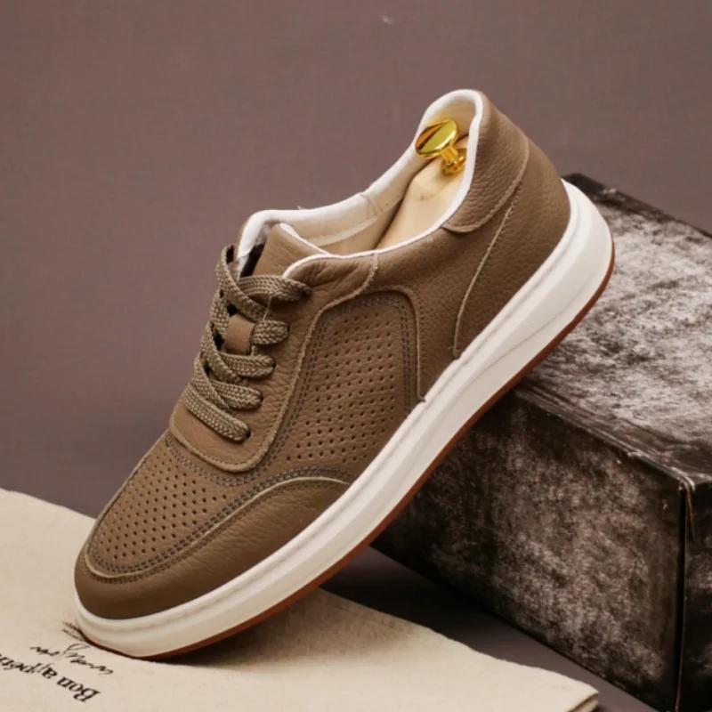 

Мода Модный бренд Мужская спортивная обувь для отдыха Классические коричневые мужские походные ботинки Противоскользящая офисная кожаная обувь На шнуровке Универсальная 45