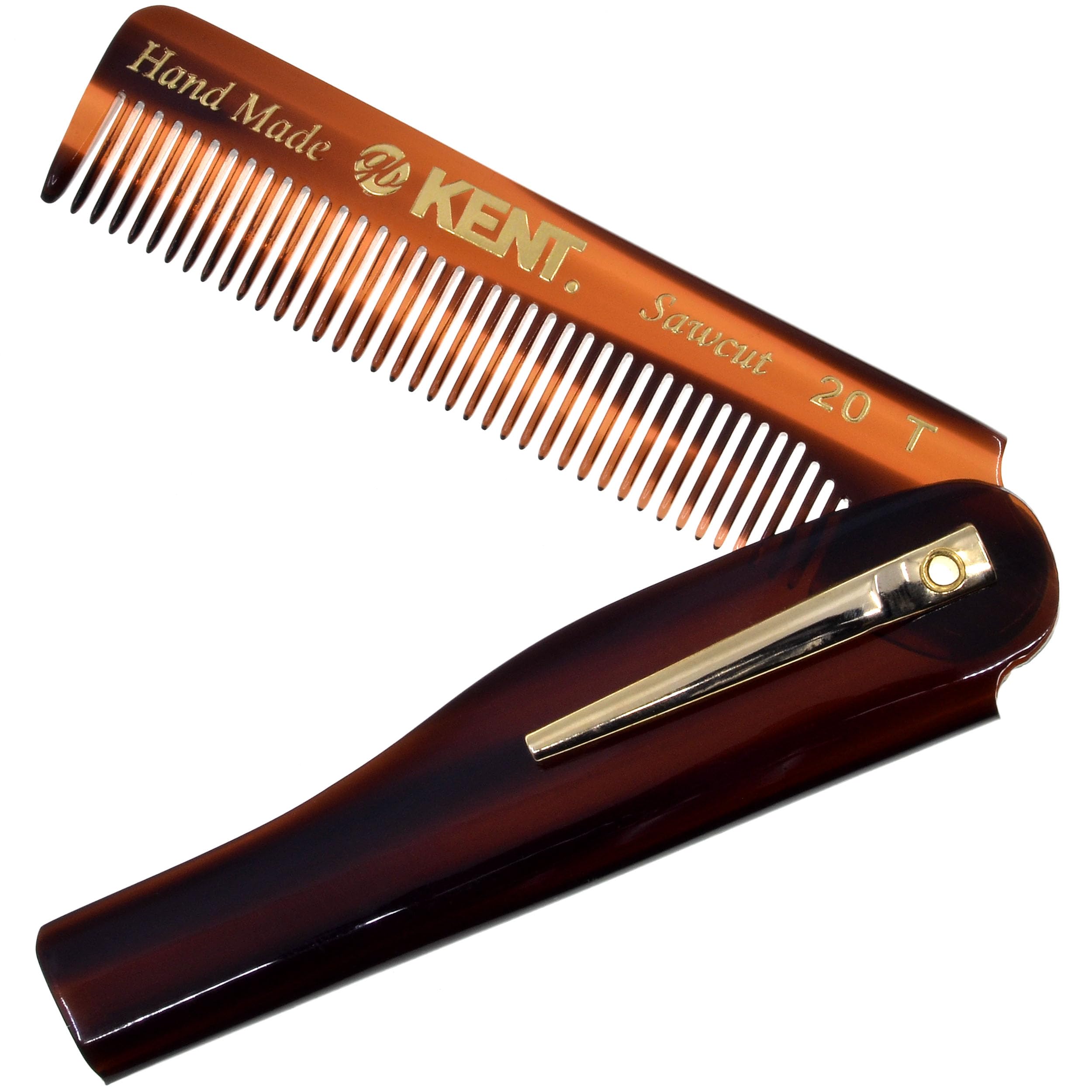 KENT Portable Folding Comb for 20T Fine Tooth with Retaining Made in England Men, Width, Pin,