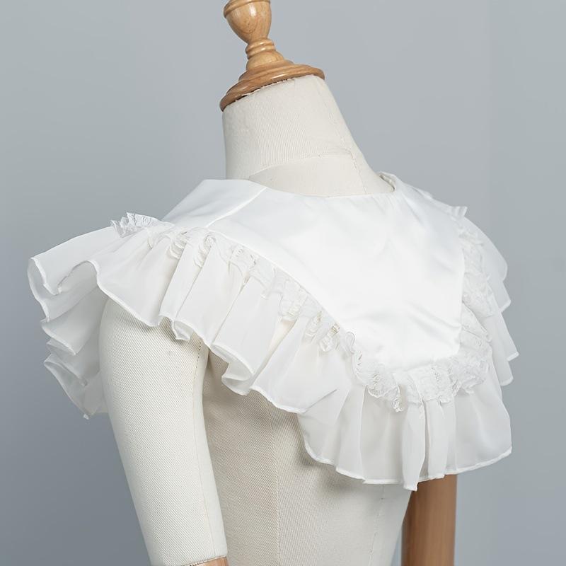 Detachable Ruffled Lace Collar, Chiffon False Cape Collar, Tie On Decor Collar Lolita Dress Accessory