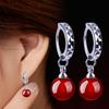 Qifu 2025 Fashion Earrings: Black & Red Agate Korean Dangle, Silver-Plated Ear Jewelry for Women