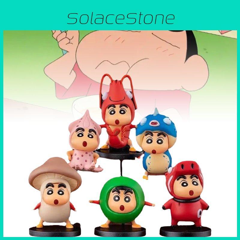 6pcs Crayon Shin Chan Food Costume Pvc Toy Model Desktop Decor Gift Christmas