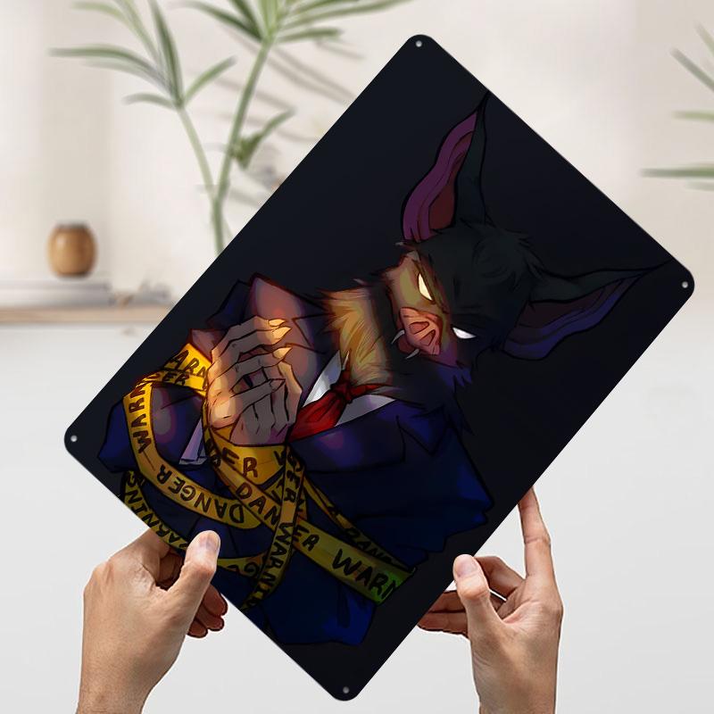 

Anthropomorphic Bat in Suit With Warning Tin Plaque Poster Customized Wall Art Retro Vintage Metal Signs for Man Cave Wand Deko 7.9x11.8In(20x30cm)
