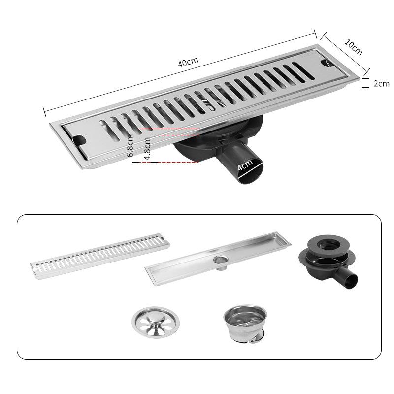 Household SUS304 Floor Drain Hollow High Flow Anti Odor With Side Offset Connector Bathroom Sewer Accessory