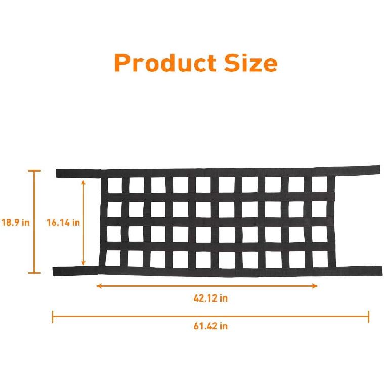 Savadicar Mesh Cargo Net Roof Top Netting Hammock For 1987-2024 Jeep Wrangler YJ TJ JK JL & Gladiator JT, Black