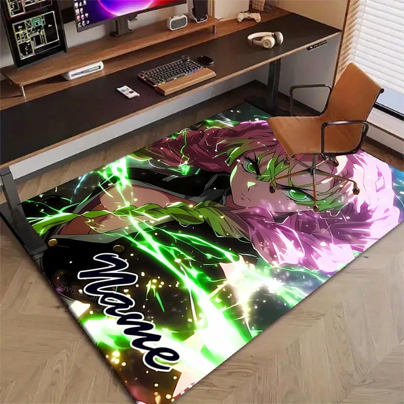 Custom Demon Slayer Mat Personalized Name, Polyester Washable Indoor Entryway Rug, Gift for Christmas, Easter, Thanksgiving Day