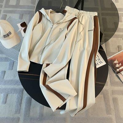 2025 Slim Fit Fashion Hooded Jacket & Wide Leg Pants Set