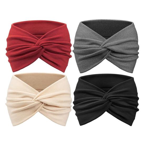 4 bucăți bentită elastică moale, cu design bun cu nod elastic, bandă de păr, culoare solidă, elastică, lavabilă, accesoriu de păr