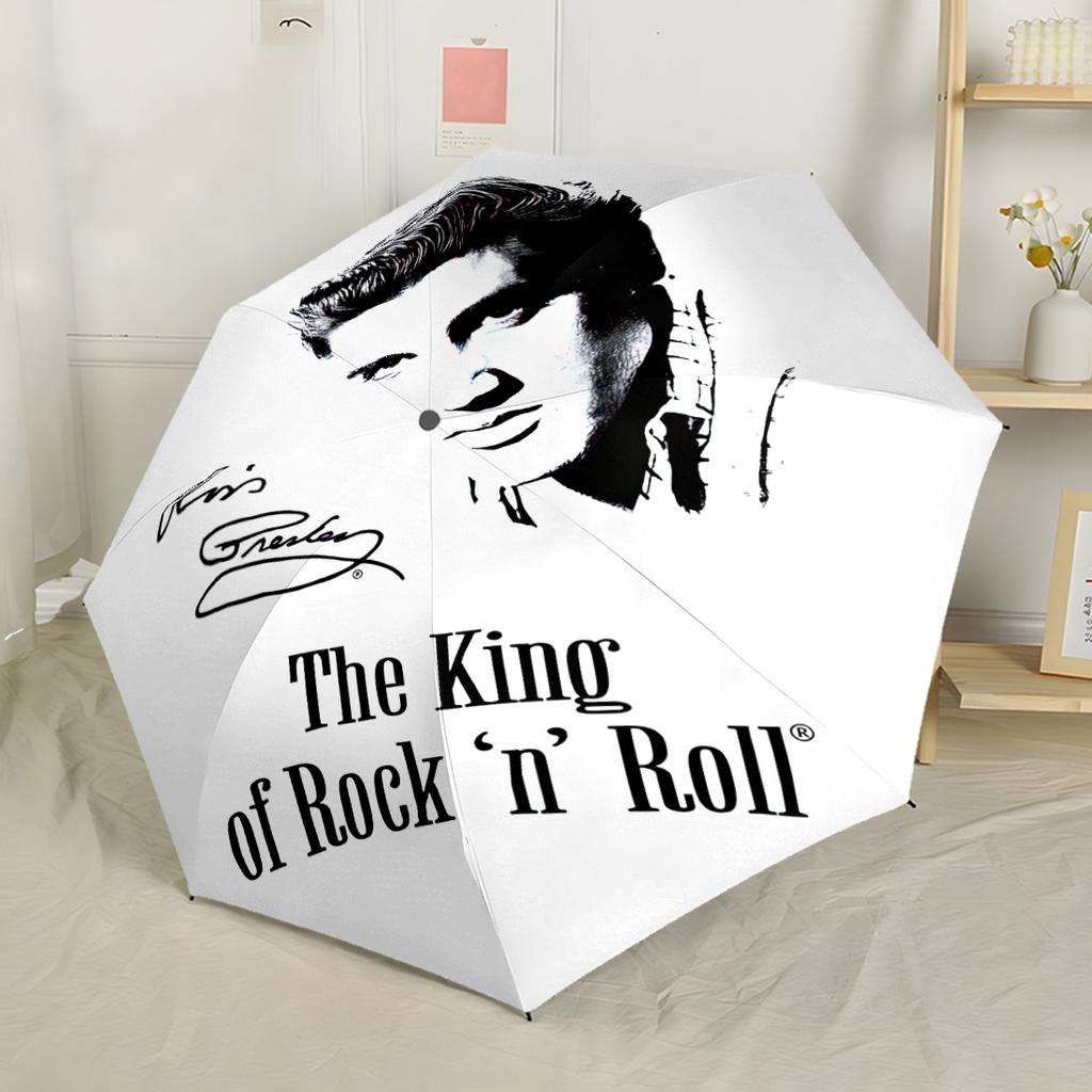 Legenda Rock And Roll Elvis Automatyczny Parasol Składany Parasol z 8 Żebrami Wytrzymały Plastik i Żelazo Parasol na Każdą Porę Roku do Podróży Stylowy Dodatek