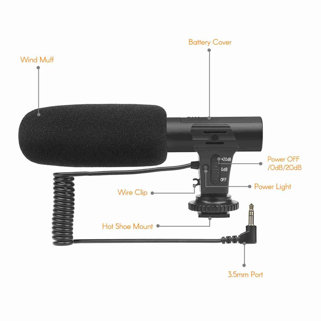 Simple Microphone 3.5mm Jack Hot Shoe Mount DV Stereo Microphone for Camera Interview Film Recording