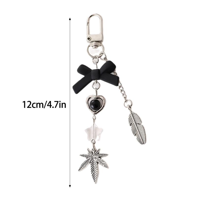 Fashion Heart Bowknot Keychain Pendant Sweet Cute Hanging Decorations Car Keyring Charm for Purse Bag Backpack Handbag