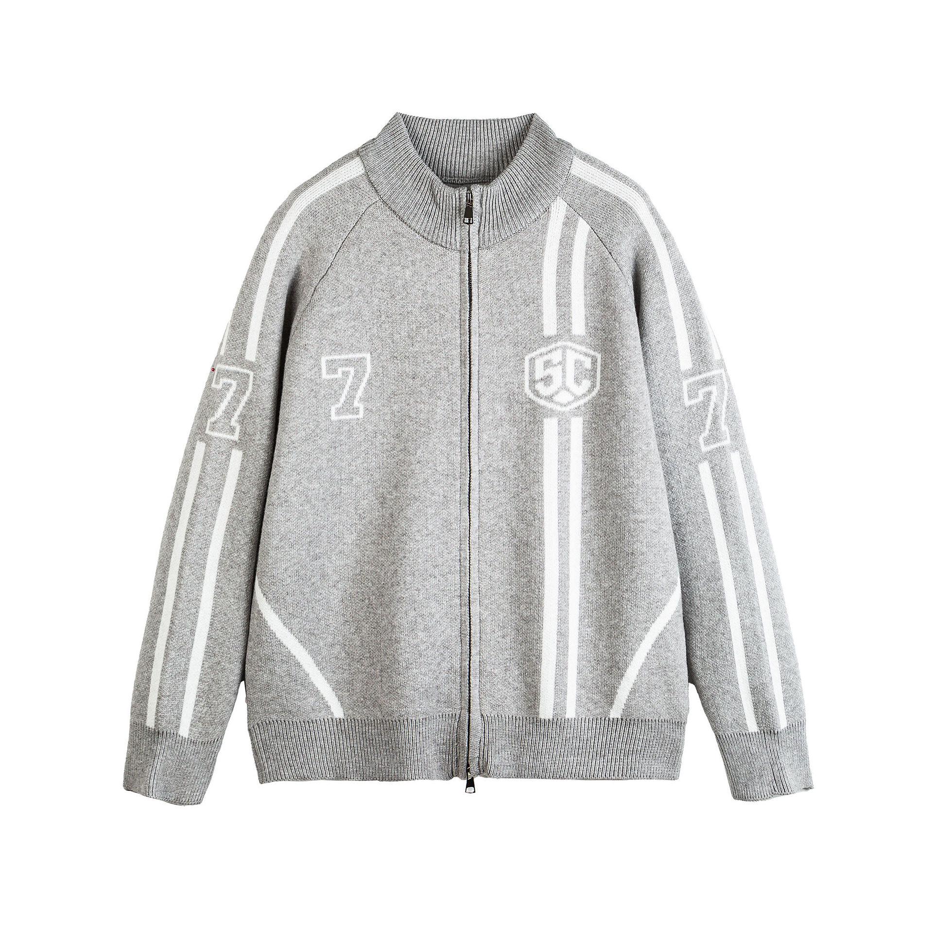 

Men s Trendy Color Block Striped Cardigan Sweater - Stand Collar, Versatile Autumn/Winter Layer. XL сірий колір