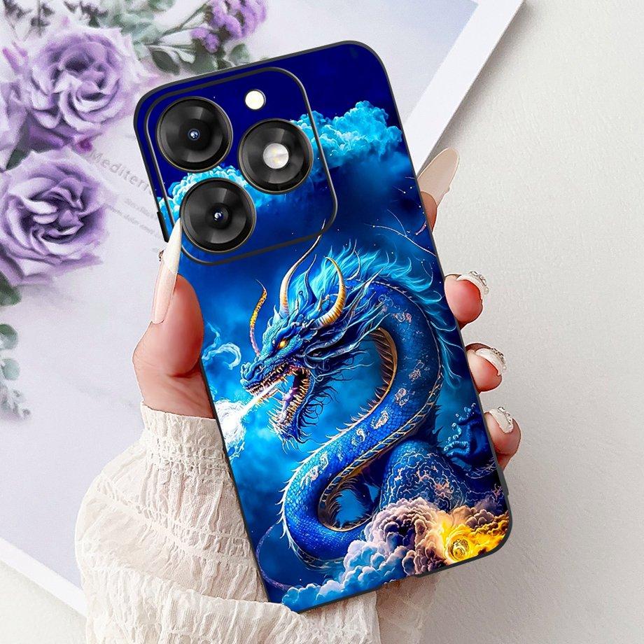 Dragon Koi Fish Landscape Phone Case For Itel A70 A60 A60s Cover Soft TPU Cartoon Bumper On Itel A27 A25 A35 A48 Shockproof Etui